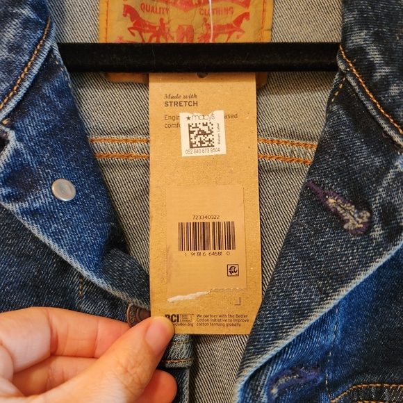 *NWT* Levi's dark blue Men's Regular Fit Non-Stretch Denim Trucker Jacket - Picture 9 of 9